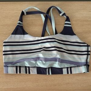 lululemon athletica Striped Energy Bra - Dark Blue and Light Blue